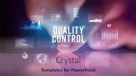  Presentation with quality control - Presentation theme with finger-touching-tablet-with-charts background and a coral colored foreground