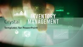  Presentation with inventory management - Amazing slide deck having finger-touching-tablet-with-charts backdrop and a mint green colored foreground