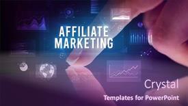  Presentation with affiliate marketing - Amazing slide set having finger-touching-tablet-with-charts backdrop and a violet colored foreground
