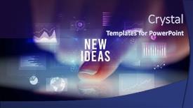  Presentation with new business ideas - Beautiful slide set featuring finger-touching-tablet-with-charts backdrop and a navy blue colored foreground