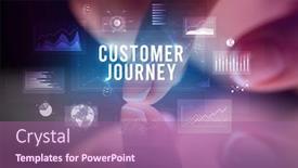  Presentation with customer journey - PPT layouts with finger-touching-tablet-with-charts background and a coral colored foreground