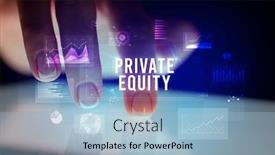  Presentation with equity - Slides having finger-touching-tablet-with-charts background and a light blue colored foreground