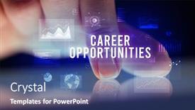  Presentation with career - Beautiful slides featuring finger-touching-tablet-with-charts backdrop and a ocean colored foreground