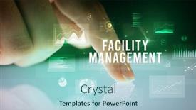  Presentation with facility management - Presentation theme having finger-touching-tablet-with-charts background and a light blue colored foreground