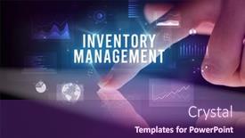  Presentation with inventory management - PPT theme having finger-touching-tablet-with-charts background and a violet colored foreground