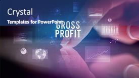  Presentation with business profit - Slide set featuring finger-touching-tablet-with-charts background and a ocean colored foreground