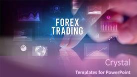  Presentation with forex trading - PPT theme with finger-touching-tablet-with-charts background and a coral colored foreground