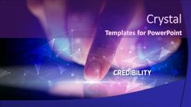  Presentation with finger - Theme featuring finger-touching-tablet-with-credibility background and a violet colored foreground