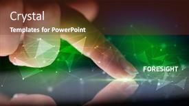  Presentation with foresight - Cool new PPT theme with finger touching tablet with foresight inscription business concept backdrop and a tawny brown colored foreground