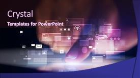  Presentation with database - Colorful slide set enhanced with finger-touching-tablet-with-global backdrop and a wine colored foreground