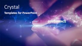  Presentation with governance - Amazing slides having finger-touching-tablet-with-governance backdrop and a navy blue colored foreground
