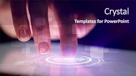  Presentation with finger - Colorful slide deck enhanced with finger touching tablet with identification backdrop and a black colored foreground