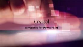  Presentation with finger - Cool new PPT layouts with finger touching tablet with identification backdrop and a coral colored foreground