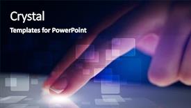  Presentation with hand touching finger digital - Presentation consisting of finger touching tablet with identification background and a black colored foreground