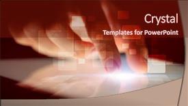  Presentation with finger - Amazing PPT theme having finger touching tablet with identification backdrop and a tawny brown colored foreground