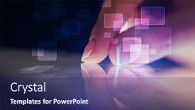  Presentation with finger - Slide deck enhanced with finger-touching-tablet-with-identification background and a navy blue colored foreground