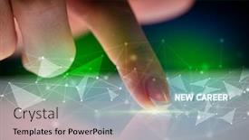  Presentation with career - PPT theme with finger-touching-tablet-with-new background and a mint green colored foreground