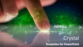  Presentation with payroll - Beautiful slide set featuring finger touching tablet with payroll backdrop and a gray colored foreground