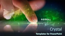  Presentation with payroll - Presentation theme featuring finger touching tablet with payroll background and a tawny brown colored foreground