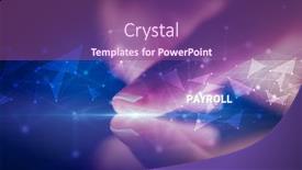  Presentation with payroll - Beautiful slide deck featuring finger-touching-tablet-with-payroll backdrop and a violet colored foreground