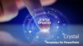  Presentation with social media - Presentation design enhanced with trends wireless computing - finger touching tablet with social background and a teal colored foreground