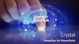  Presentation with social media - Amazing PPT theme having finger-touching-tablet-with-social backdrop and a ocean colored foreground