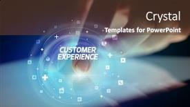  Presentation with experience - Beautiful PPT theme featuring finger-touching-tablet-with-social backdrop and a tawny brown colored foreground