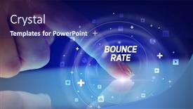  Presentation with social media - Colorful slide deck enhanced with finger-touching-tablet-with-social backdrop and a navy blue colored foreground