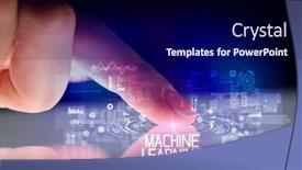  Presentation with web technology - Slide set having technology icons and machine learning background and a navy blue colored foreground