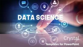  Presentation with web technology - Amazing PPT theme having technology icons and data science backdrop and a coral colored foreground