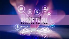  Presentation with web technology - PPT theme with finger-touching-tablet-with-web background and a lilac colored foreground