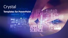  Presentation with web technology - Slide deck enhanced with finger-touching-tablet-with-web background and a navy blue colored foreground