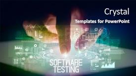  Presentation with web technology - Colorful presentation theme enhanced with finger-touching-tablet-with-web backdrop and a black colored foreground