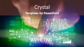  Presentation with web technology - Slide set having finger-touching-tablet-with-web background and a tawny brown colored foreground