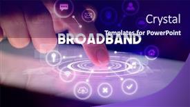  Presentation with broadband - Presentation design featuring finger-touching-tablet-with-web background and a navy blue colored foreground