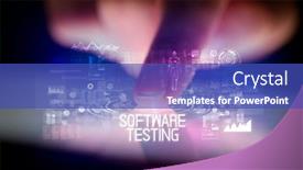  Presentation with web technology - PPT theme with finger-touching-tablet-with-web background and a cobalt blue colored foreground