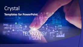  Presentation with web technology - Slide deck consisting of finger-touching-tablet-with-web background and a navy blue colored foreground