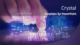  Presentation with development web - PPT theme having finger-touching-tablet-with-web background and a navy blue colored foreground