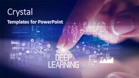  Presentation with deep web - Slide deck enhanced with finger-touching-tablet-with-web background and a navy blue colored foreground