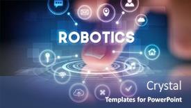  Presentation with web technology - Colorful slide deck enhanced with finger-touching-tablet-with-web backdrop and a ocean colored foreground