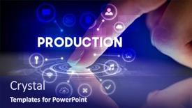  Presentation with web technology - PPT theme enhanced with finger-touching-tablet-with-web background and a navy blue colored foreground