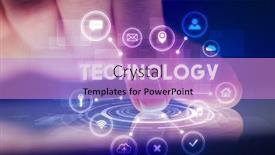  Presentation with web technology - Colorful presentation enhanced with finger-touching-tablet-with-web backdrop and a lilac colored foreground