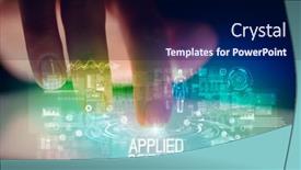  Presentation with web technology - PPT layouts with finger-touching-tablet-with-web background and a navy blue colored foreground