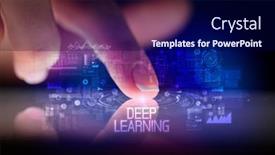  Presentation with deep web - Amazing theme having finger-touching-tablet-with-web backdrop and a navy blue colored foreground