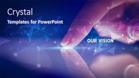  Presentation with business vision - Amazing presentation theme having finger-touching-tablet backdrop and a navy blue colored foreground