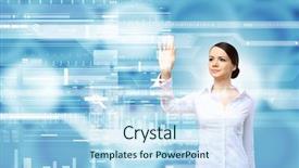  Presentation with virtual technology - Audience pleasing slide deck consisting of finger virtual interface screen backdrop and a light blue colored foreground