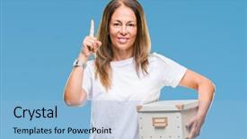  Presentation with moving - Slides with packing box over isolated background background and a  colored foreground