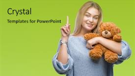  Presentation with teddy bear - Colorful slides enhanced with finger with happy face number backdrop and a  colored foreground