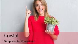  Presentation with young plant - Presentation theme enhanced with finger with happy face number background and a red colored foreground