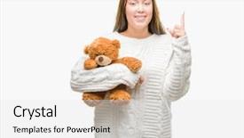  Presentation with teddy bear - Colorful slide deck enhanced with finger with happy face number backdrop and a  colored foreground